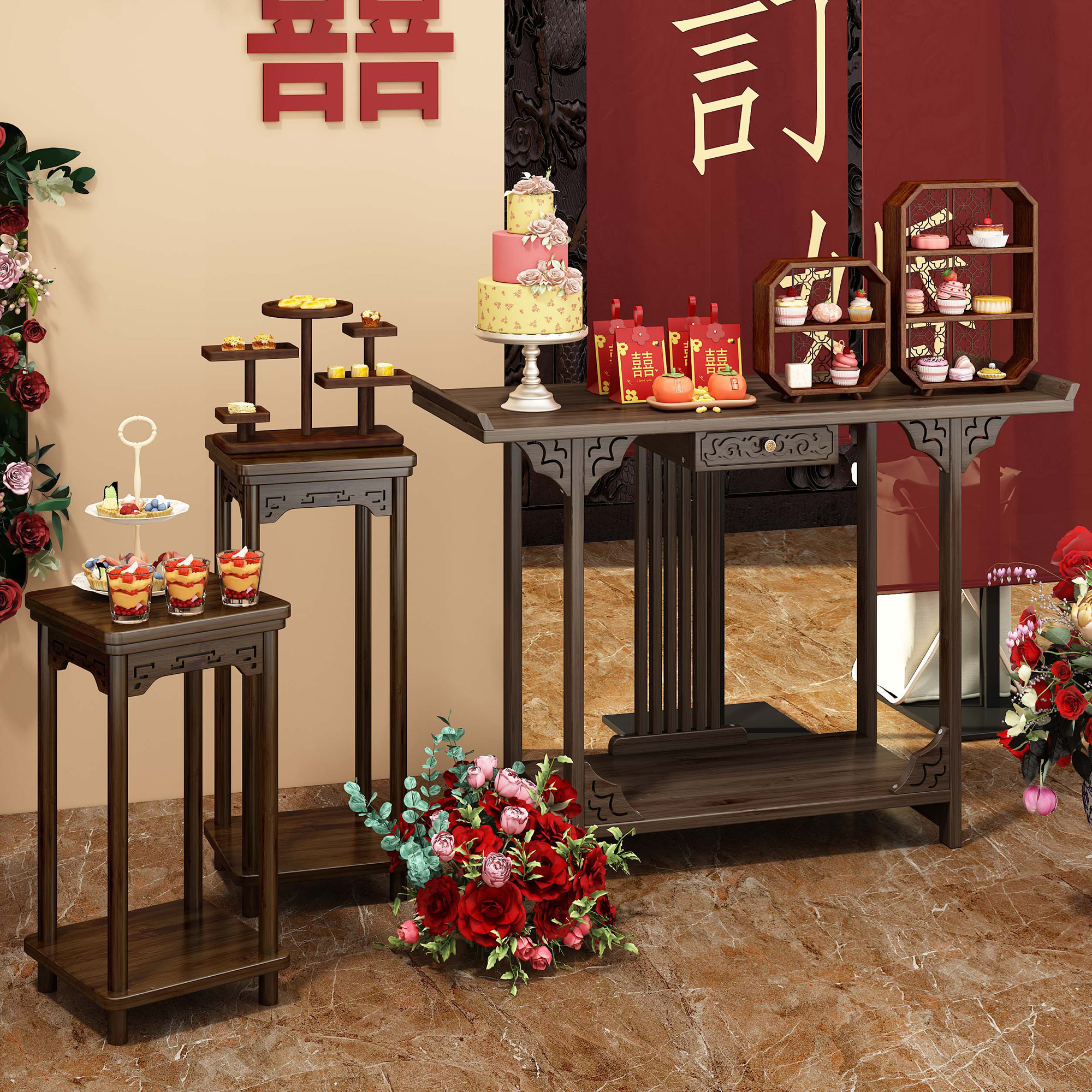 整装发货打开即用环保甜品展示架