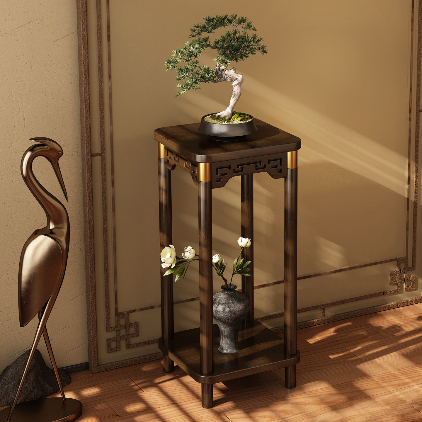 中式花架置物架阳台花盆放置植物架茶室摆件实木花几客厅摆花架子,住宅家具,花架/花几,淘宝优惠券,粉丝福利购,淘宝优惠卷