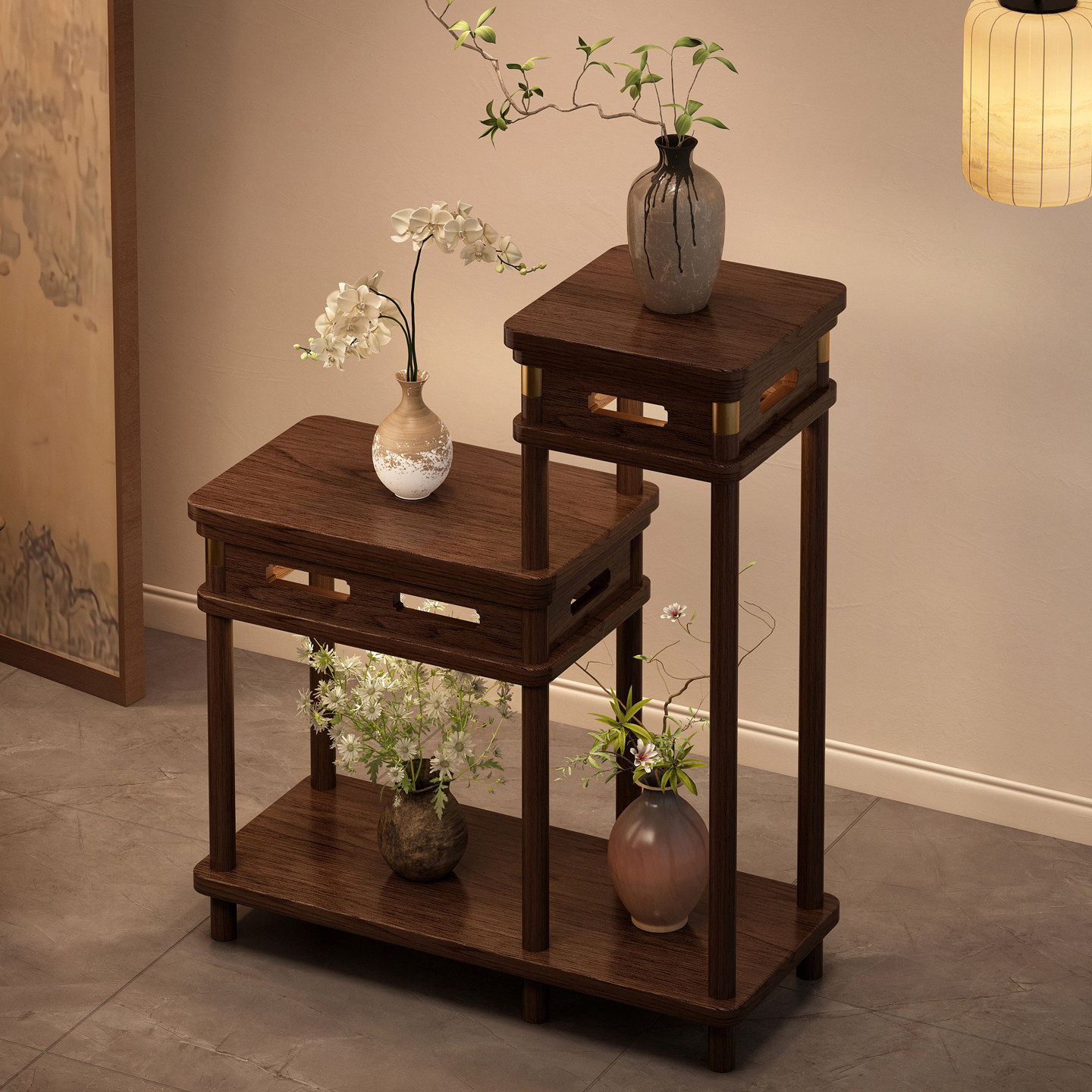 博古架实木中式摆件茶室茶壶置物架客厅多肉花盆放置植物摆放层架,住宅家具,多宝格/博古架,淘宝优惠券,粉丝福利购,淘宝优惠卷