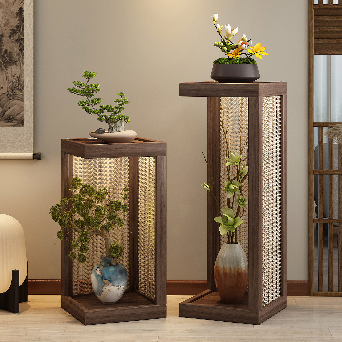 实木花架置物架客厅室内多层植物摆放架中式花盆摆件放置展示架子