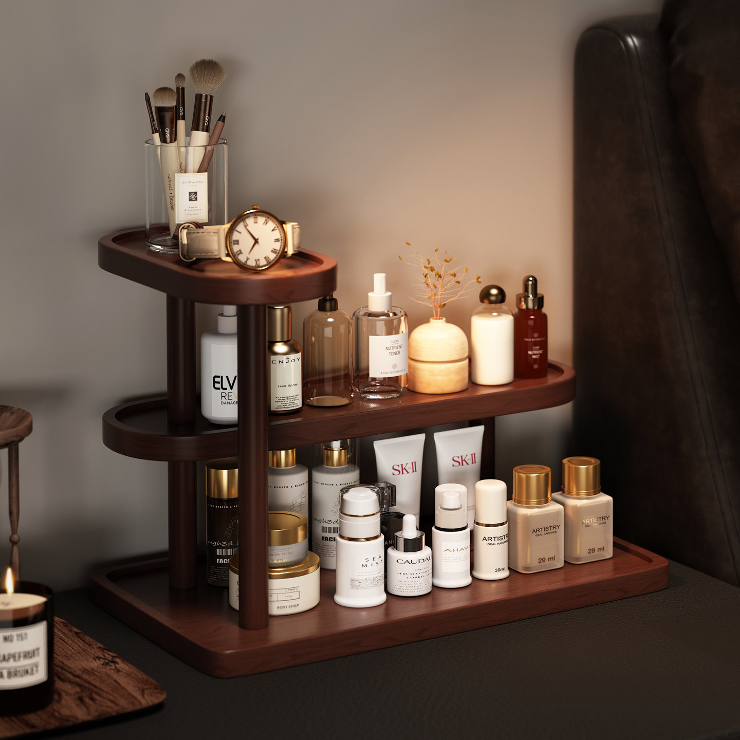 实木化妆品置物架桌面多层护肤品小杂物首饰托盘收纳架玄关整理盒,收纳整理,化妆品收纳架,淘宝优惠券,粉丝福利购,淘宝优惠卷