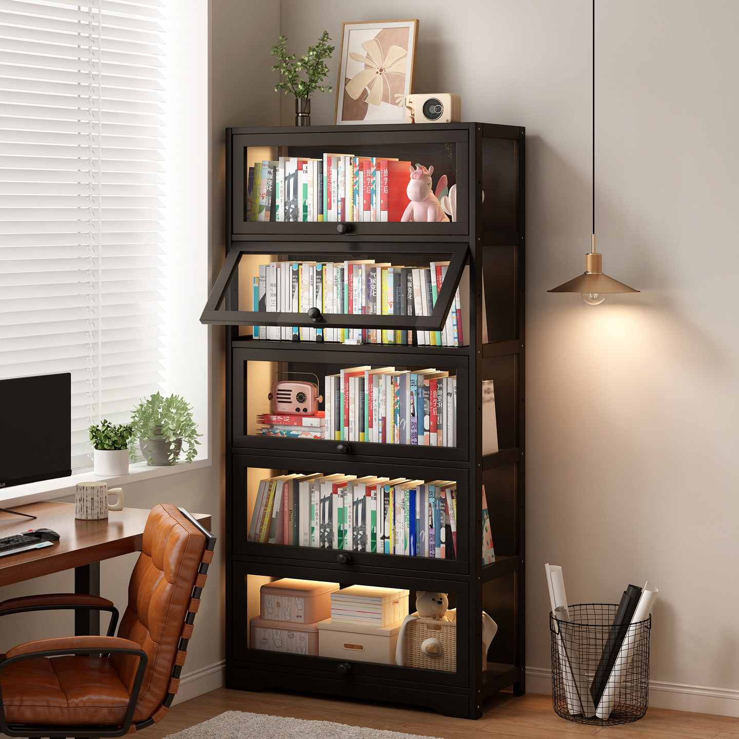 亚克力柜子防尘书架落地置物架家用客厅书柜储物柜一体靠墙展示柜,住宅家具,家用陈列柜,淘宝优惠券,粉丝福利购,淘宝优惠卷