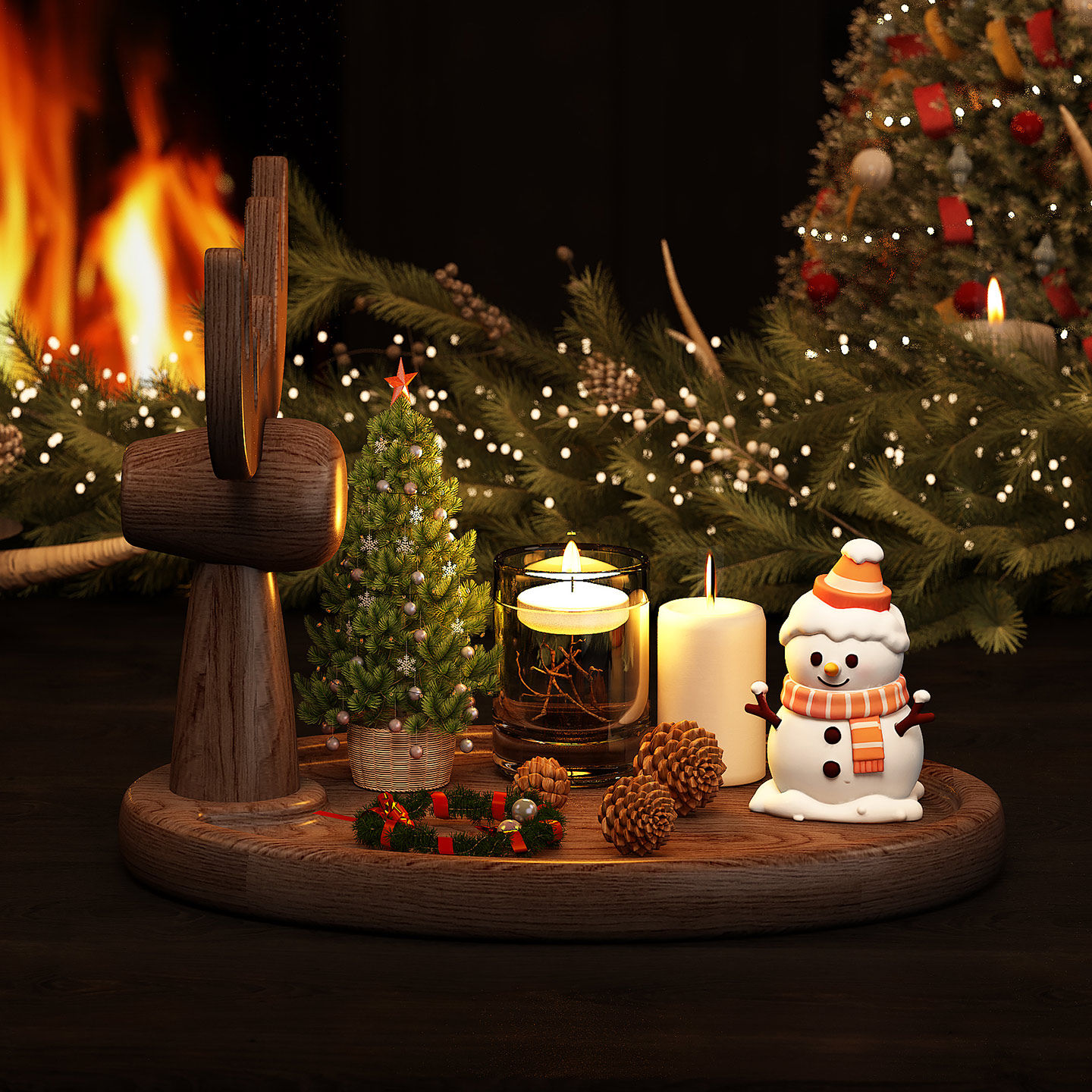 实木小鹿桌面收纳盒桌上圣诞装饰摆件置物架小型香薰杂物整理架子,收纳整理,桌面收纳盒,淘宝优惠券,粉丝福利购,淘宝优惠卷