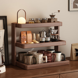 杯架实木餐桌台面杯子收纳架餐边柜茶杯咖啡杯架子茶水吧台置物架