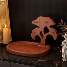 桌面玄关置物架实木入户进门钥匙收纳挂架首饰托盘香水眼镜放置架