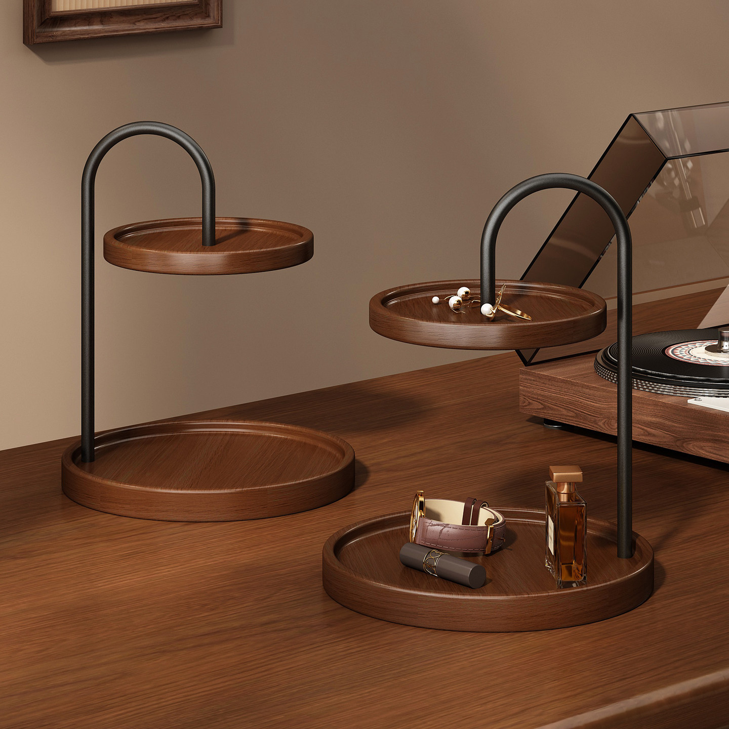 实木入户玄关钥匙收纳托盘置物架桌面多层化妆品香水小杂物整理盒,收纳整理,桌面收纳盒,淘宝优惠券,粉丝福利购,淘宝优惠卷