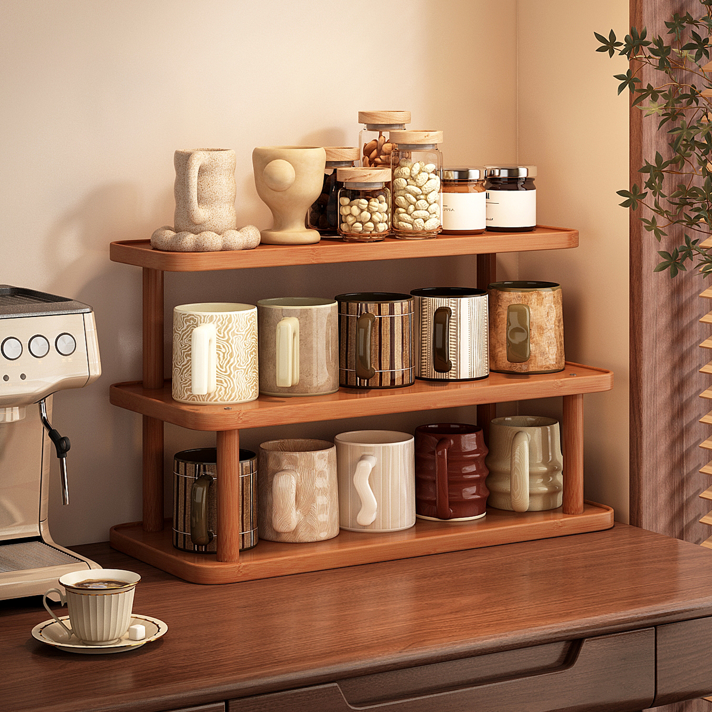 多层收纳不占空间杯子收纳置物架