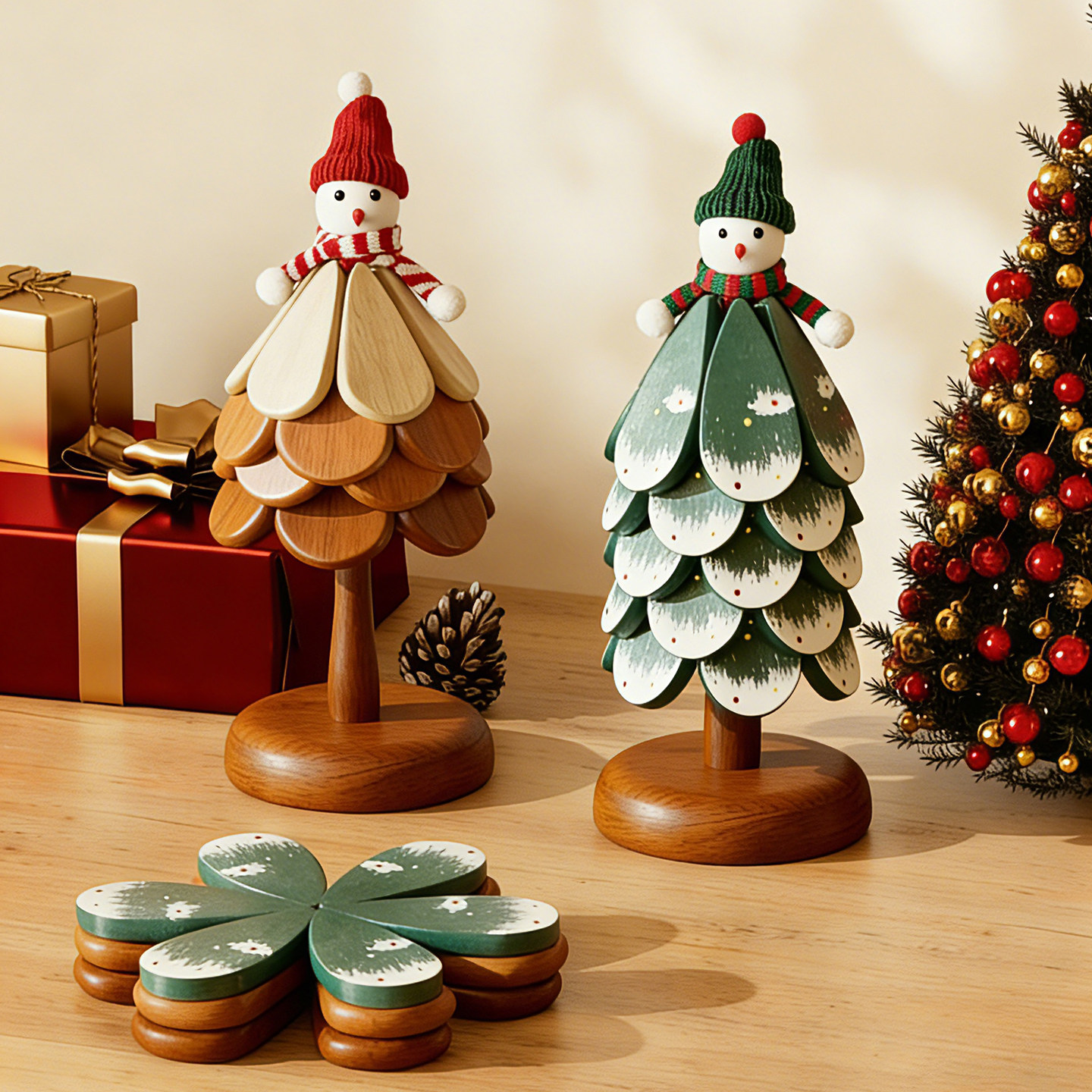 实木圣诞树隔热垫高级感餐桌创意摆件防烫垫耐高温砂锅碗盘子杯垫,餐饮具,餐垫,淘宝优惠券,粉丝福利购,淘宝优惠卷