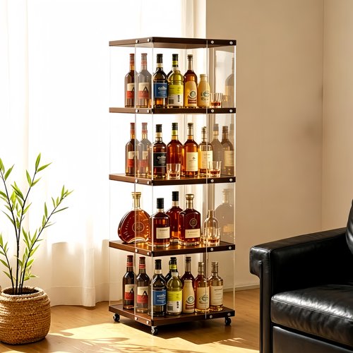 客厅靠墙可移动酒柜洋酒展示柜