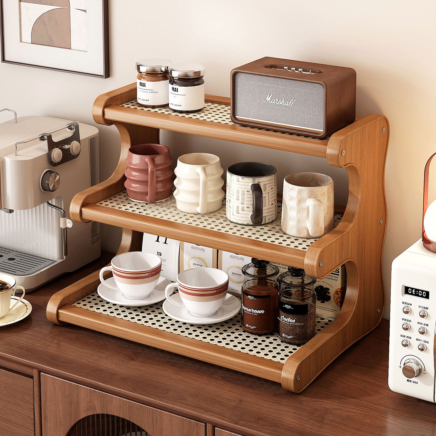 杯架杯子收纳置物架餐桌台面水杯架餐边柜咖啡杯架工位中古放置架,住宅家具,搁板/置物架/家用陈列架,淘宝优惠券,粉丝福利购,淘宝优惠卷