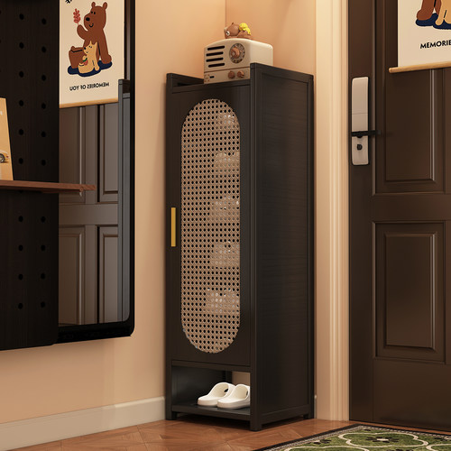 折叠免安装小窄藤编鞋柜