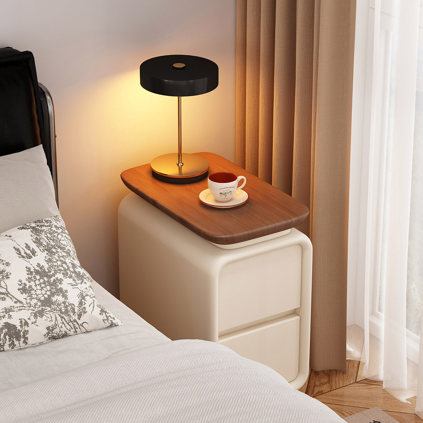 实木床头柜家用卧室中古奶油风收纳柜简约床边窄夹缝柜子2026新款