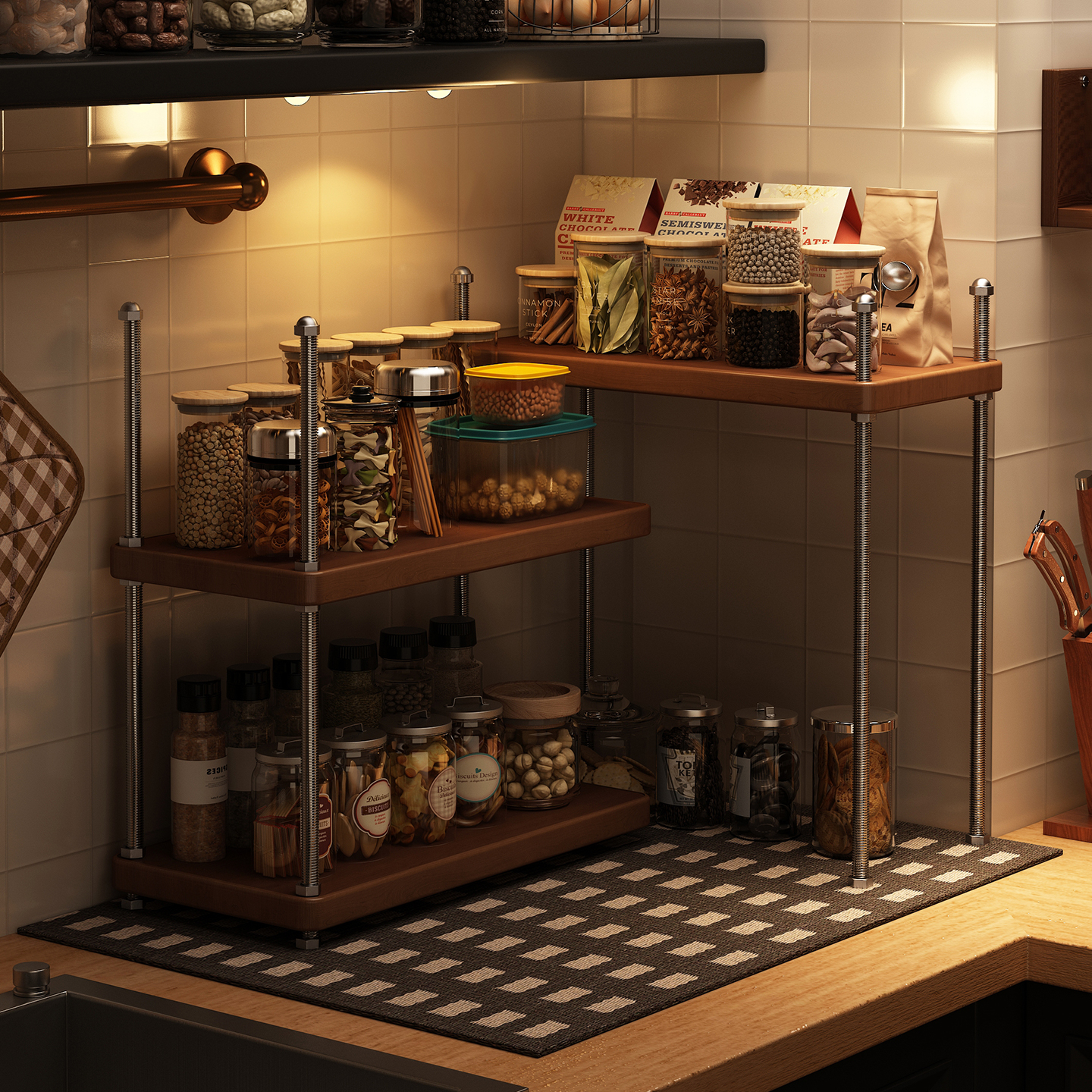 厨房烟道转角调料品置物架