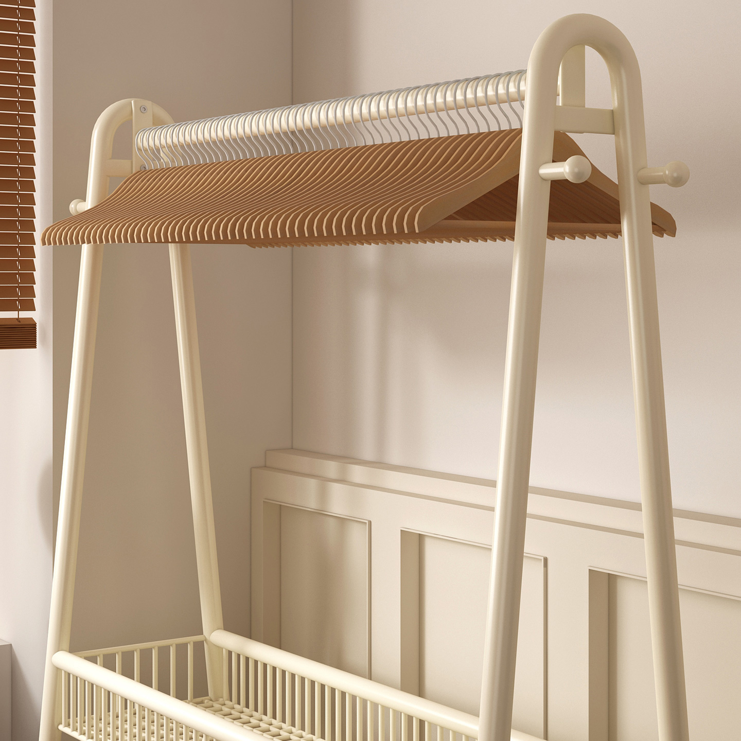 可移动衣帽架多功能收纳双层置物