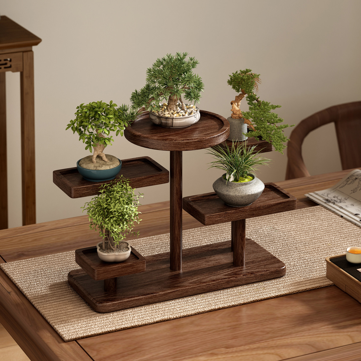 桌面实木花架置物架飘窗阳台绿植摆放架小型花盆托架多肉展示架子