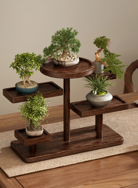 桌面实木花架置物架飘窗阳台绿植摆放架小型花盆托架多肉展示架子