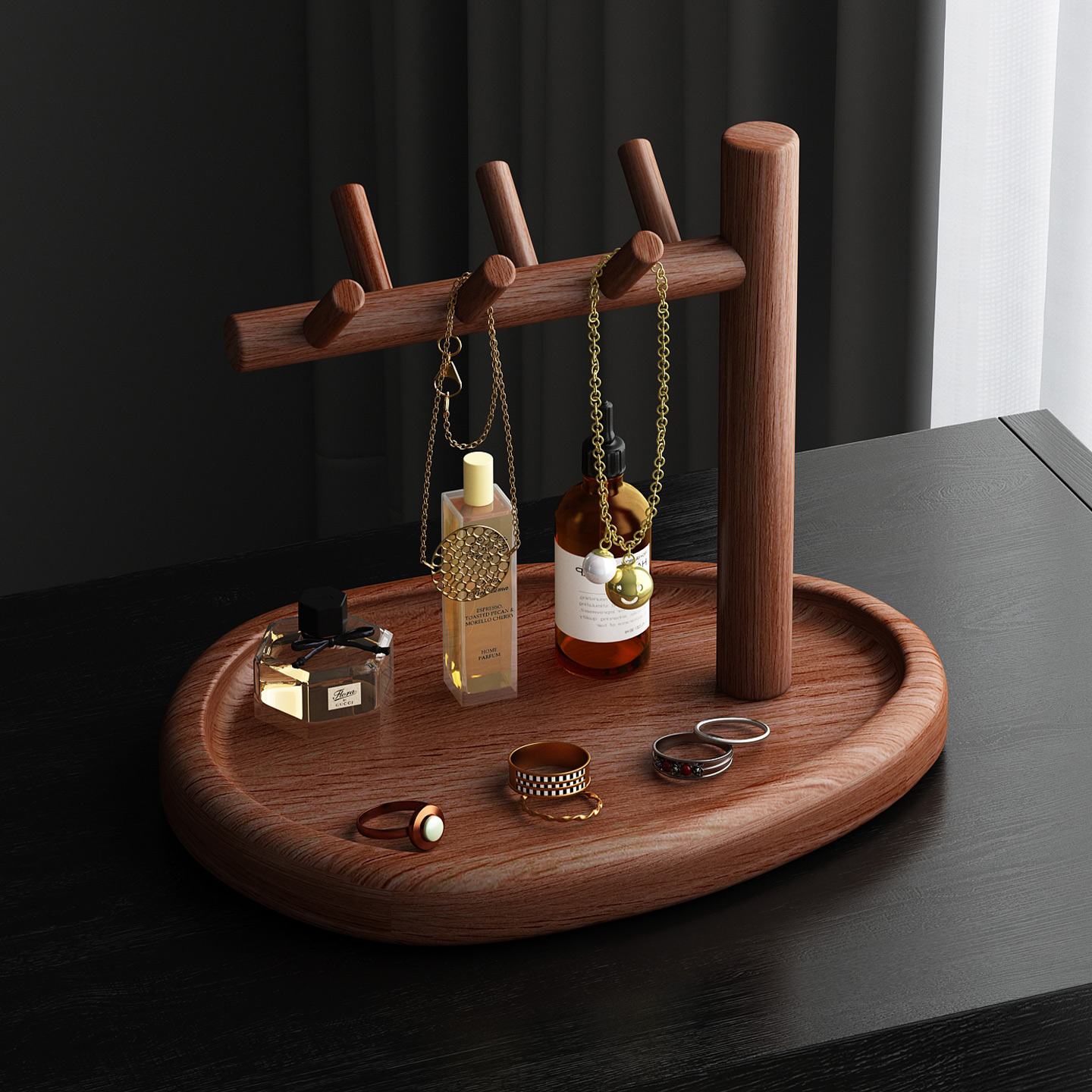 【实木】梳妆台首饰收纳架