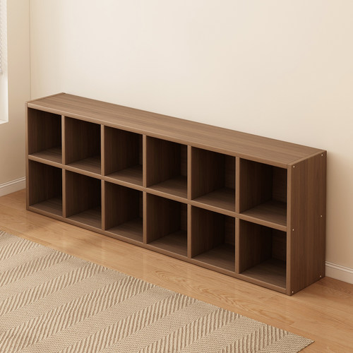 实木落地加厚格子柜书架