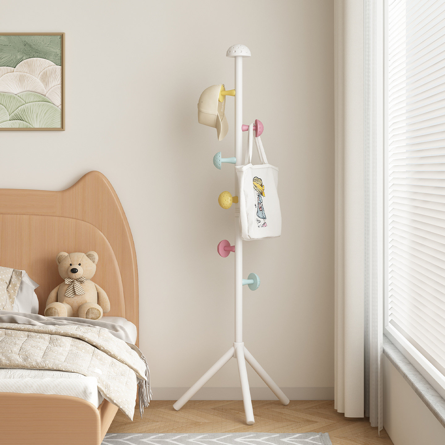 姿竹多功能挂衣架铁艺多巴胺