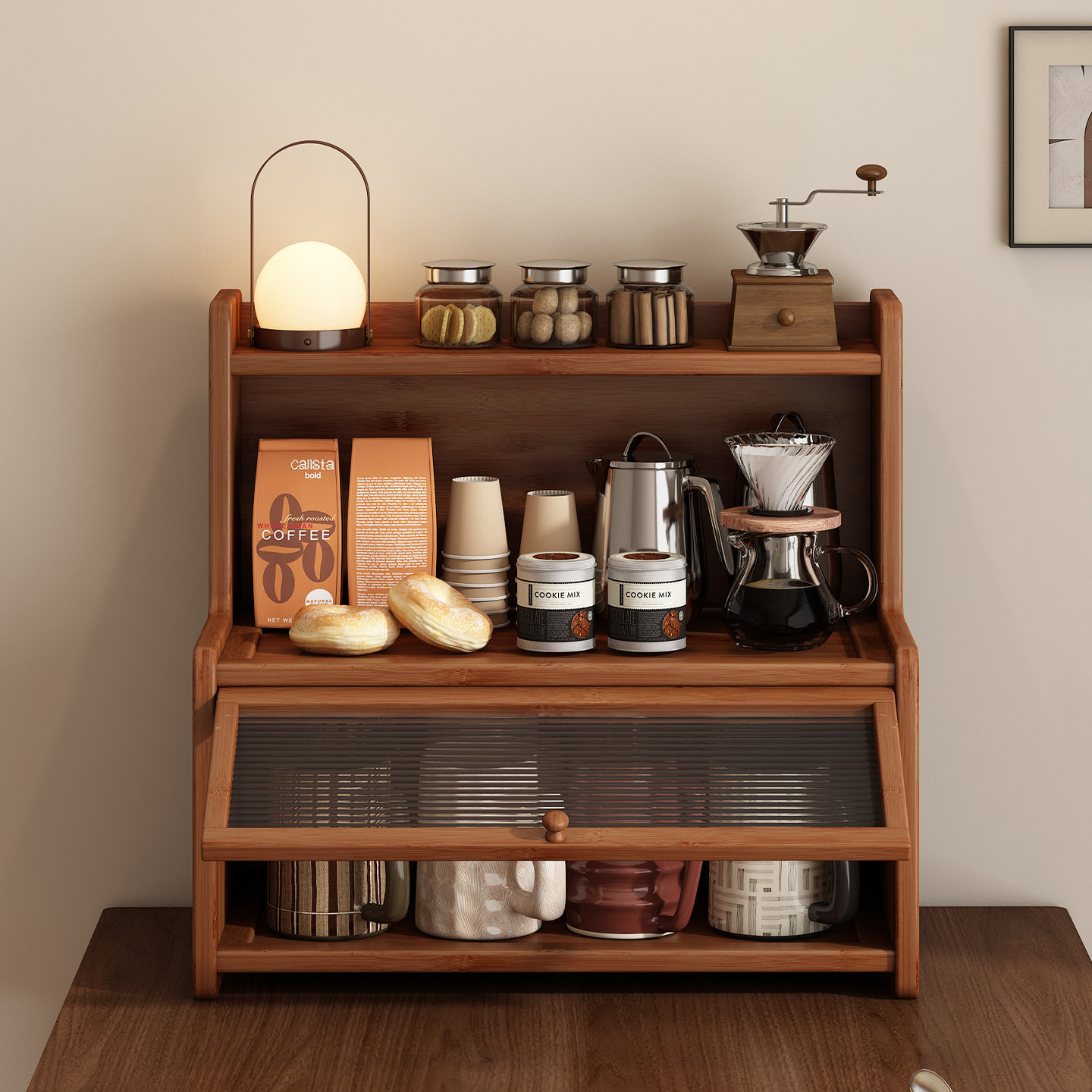 复古风杯架杯子收纳架餐边柜咖啡杯茶杯置物架桌面防尘水杯展示架