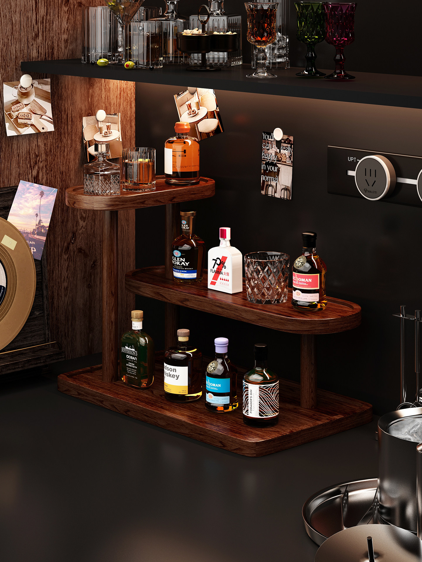 酒架桌面置物架吧台洋酒展示架多层摆件酒柜陈列架迷你小型酒杯架