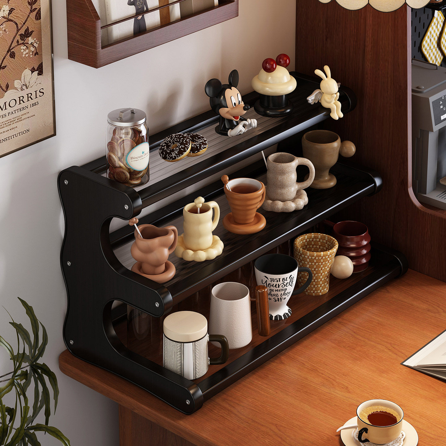 中古风杯架杯子收纳置物架餐桌台面水杯架咖啡角马克杯茶杯放置架,收纳整理,整理架/置物架/收纳架,淘宝优惠券,粉丝福利购,淘宝优惠卷