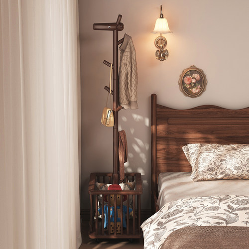 送货上门超稳不晃实木小鹿衣帽架