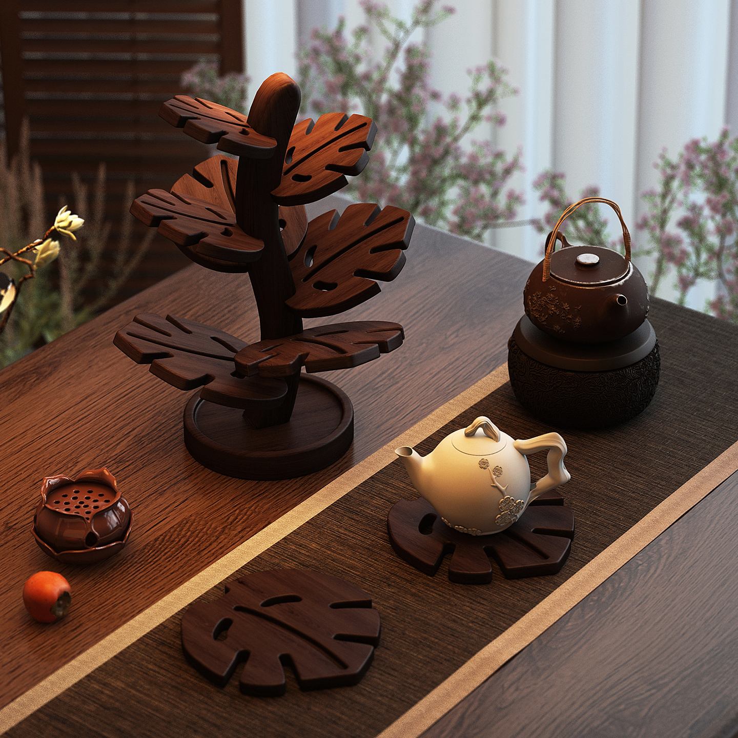 创意树叶造型防烫隔热杯垫