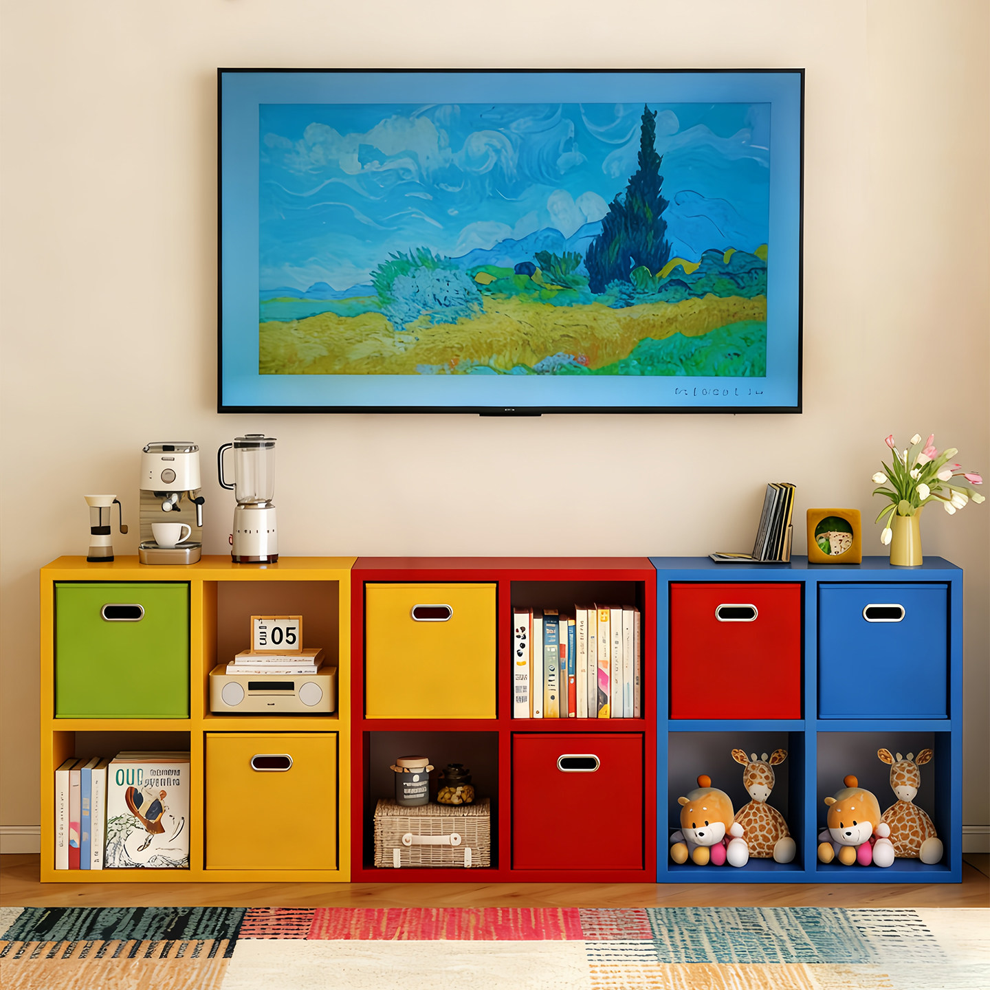 中古风格子柜客厅家用电视柜收纳储物柜一体钢制书架自由组合书柜,住宅家具,书架,淘宝优惠券,粉丝福利购,淘宝优惠卷