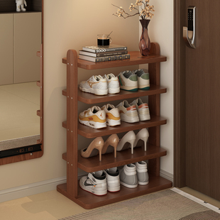 实木鞋架子家门口中古风鞋子收纳置物架结实耐用墙角多层简易鞋柜