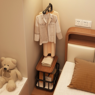 组装衣架卧室落地衣帽架一体床头柜替代品可移动挂衣架家用小户型