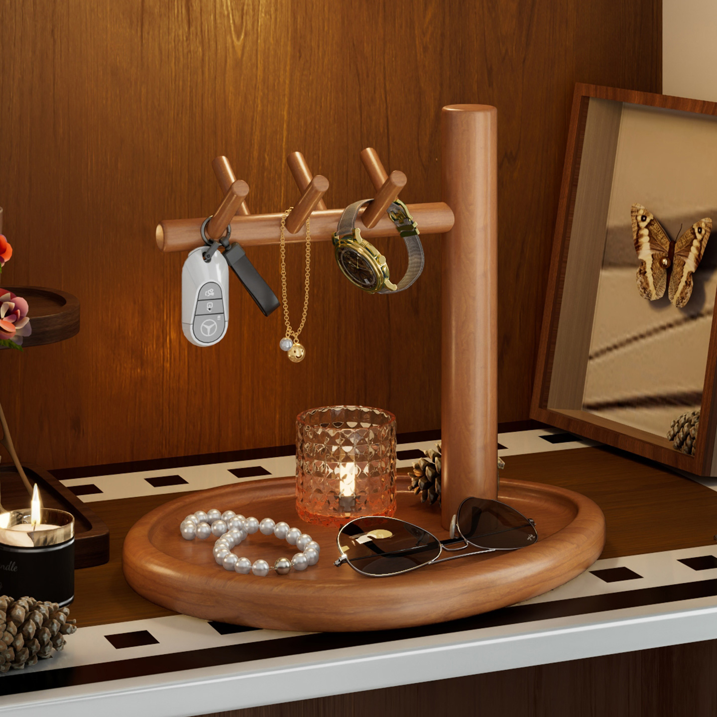 【实木】入户门玄关钥匙置物架