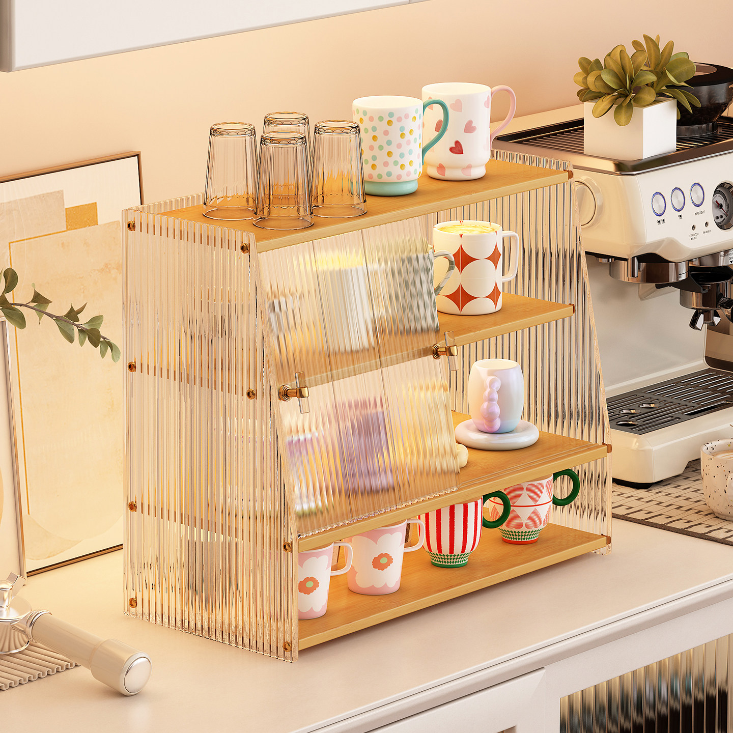 桌面杯架防尘台面杯柜餐边柜杯子收纳置物架水杯咖啡杯酒杯放置架,收纳整理,整理架/置物架/收纳架,淘宝优惠券,粉丝福利购,淘宝优惠卷