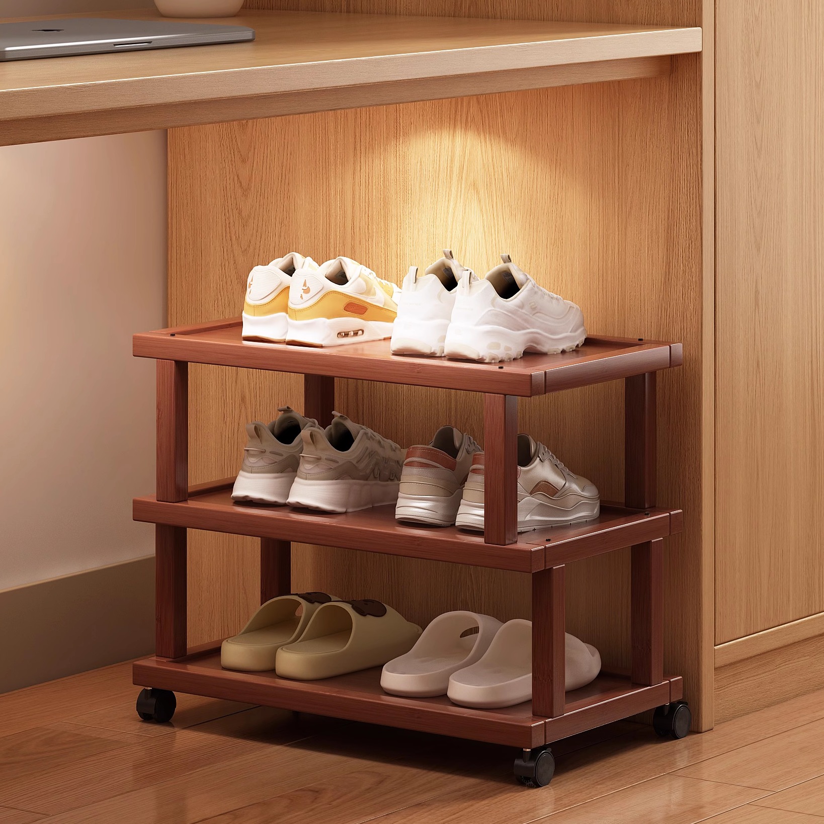 姿竹简约经济型竹可移动鞋架