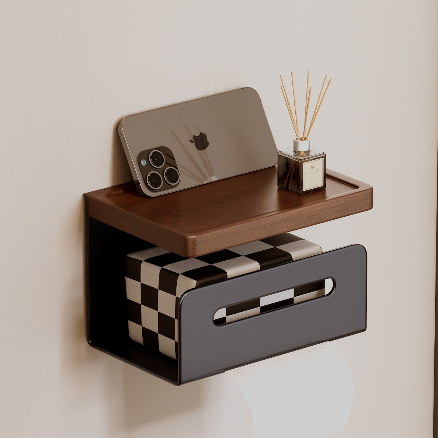 胡桃木抽纸置物架卫生间纸巾盒