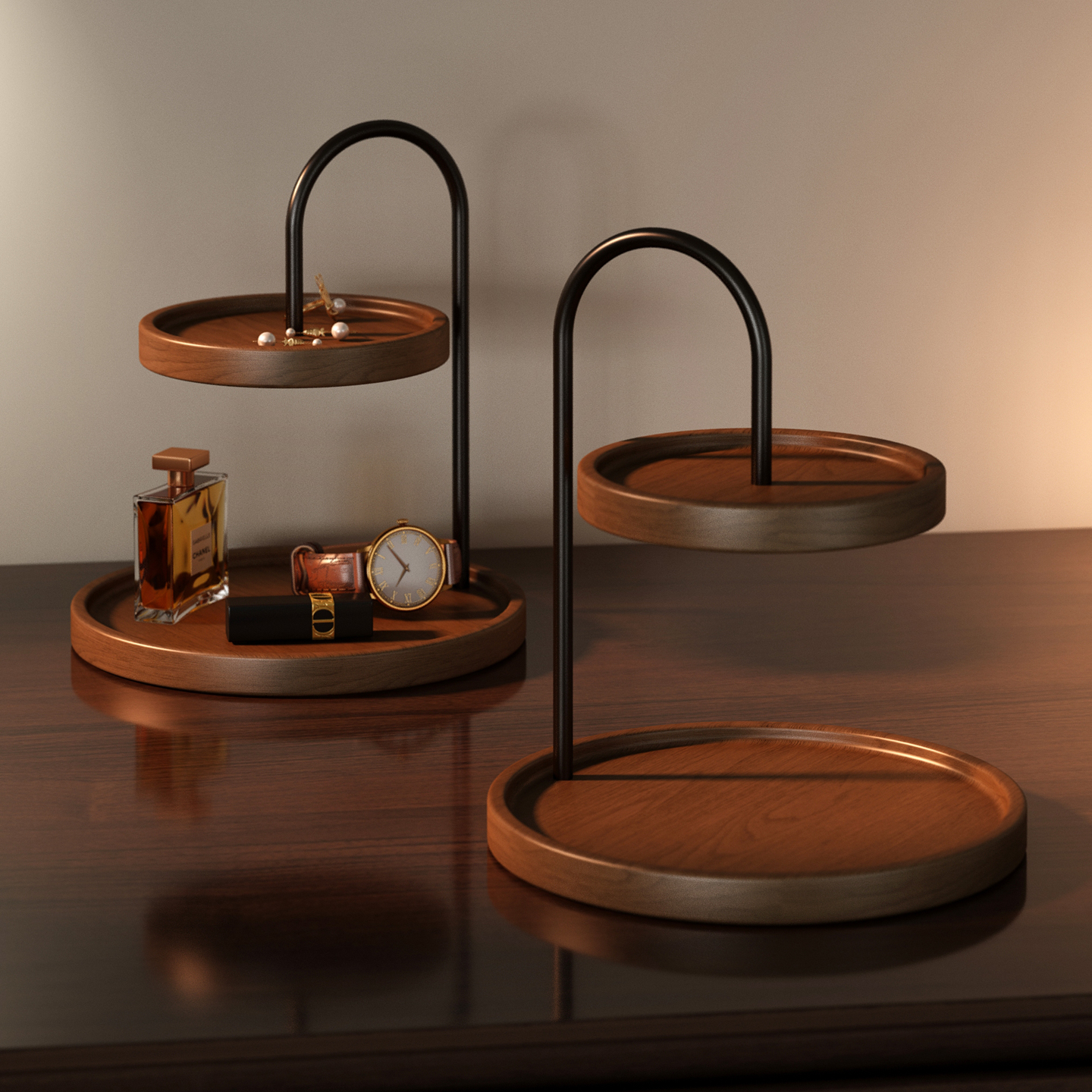 高级感实木桌面收纳托盘置物架