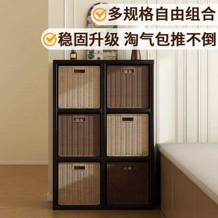 实木书架置物架落地家用储物收纳书柜客厅一体靠墙自由组合格子柜