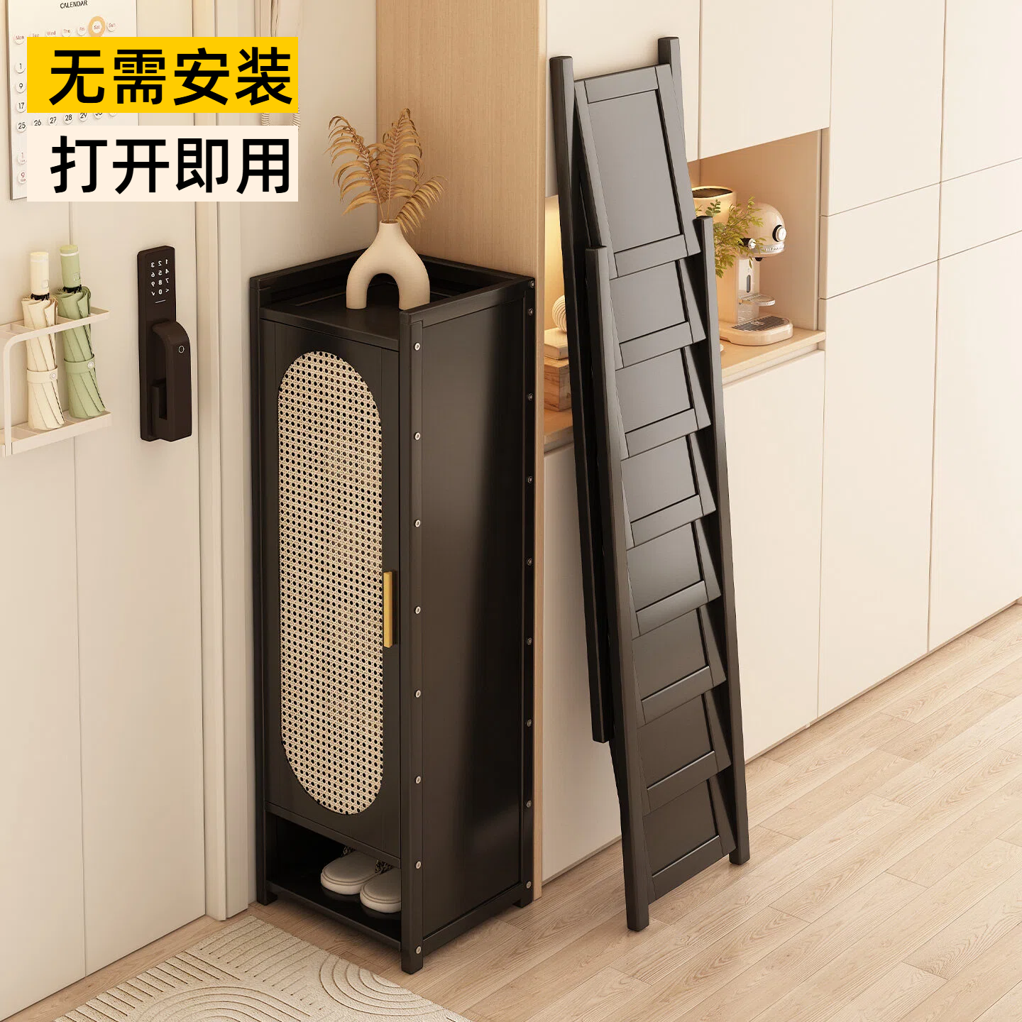 折叠鞋架小窄门口免安装带门鞋柜多层家用入户门租房用鞋子收纳柜,住宅家具,鞋架,淘宝优惠券,粉丝福利购,淘宝优惠卷