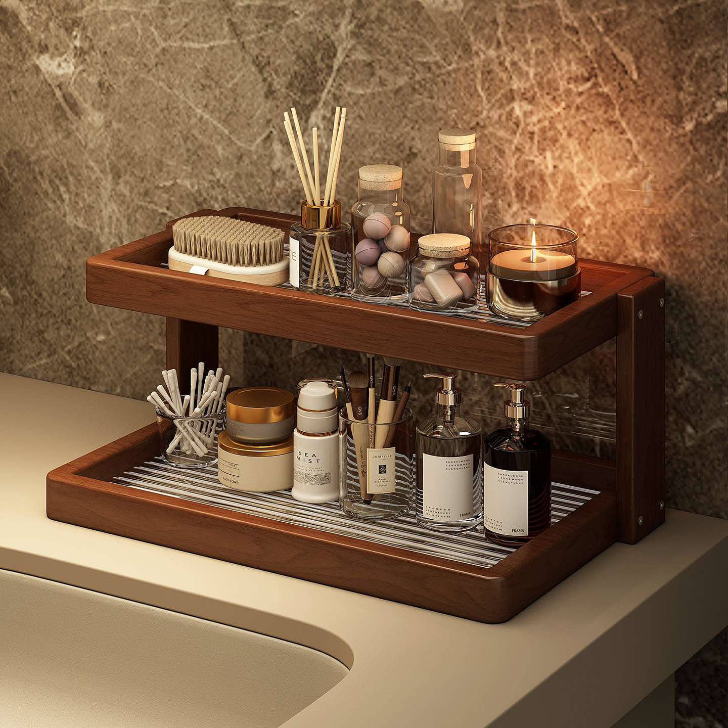 中古风咖啡吧台置物架