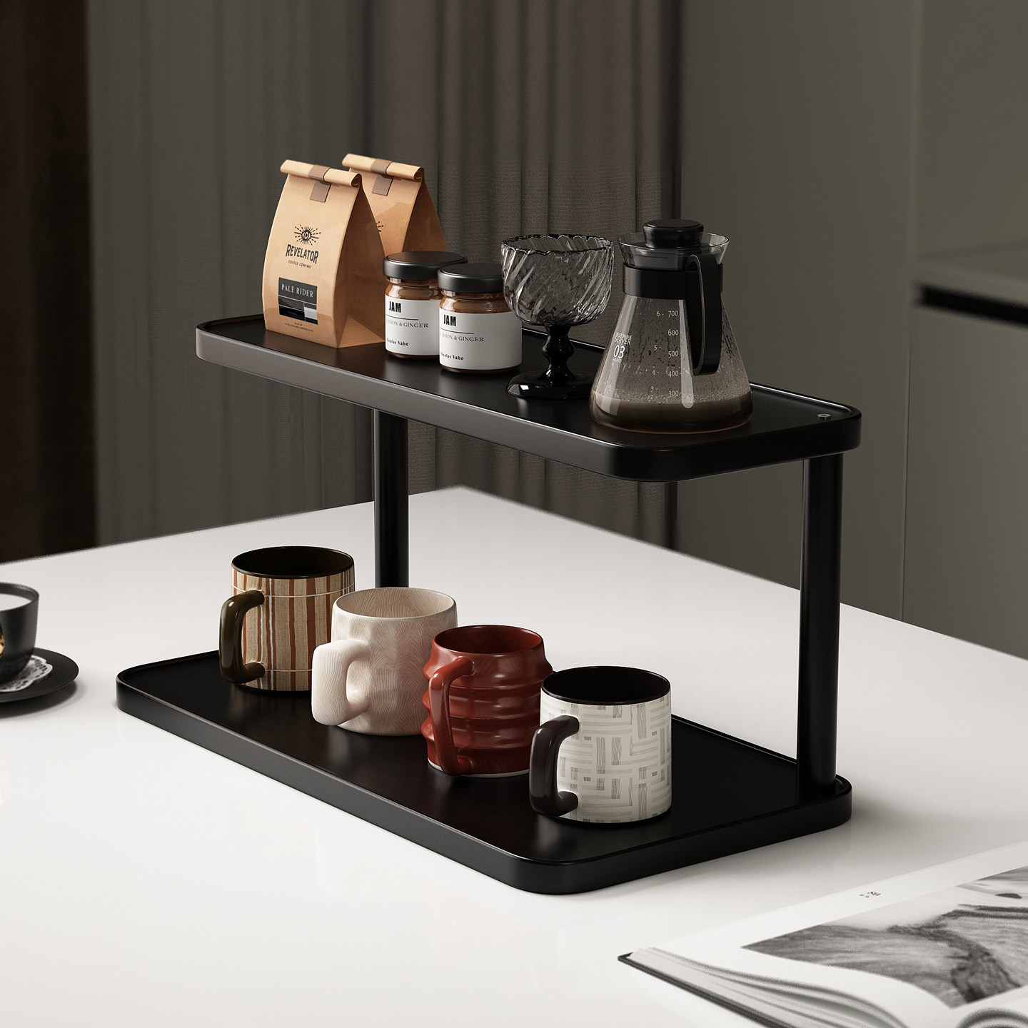 桌面杯架收纳置物架餐桌边柜台面工位水杯架咖啡茶杯展示架高级感,收纳整理,整理架/置物架/收纳架,淘宝优惠券,粉丝福利购,淘宝优惠卷