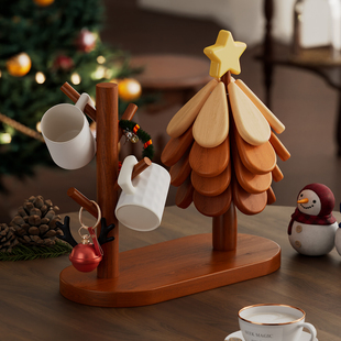 圣诞树隔热垫实木桌面防烫耐高温砂锅餐盘碗垫家用杯子收纳置物架