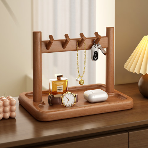 玄关置物架门口钥匙挂架实木首饰收纳盒入户门装饰盒鞋柜上摆放架