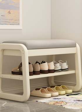 实木换鞋凳门口家用储物入户窄小穿鞋凳可坐鞋柜奶油风试衣间凳子