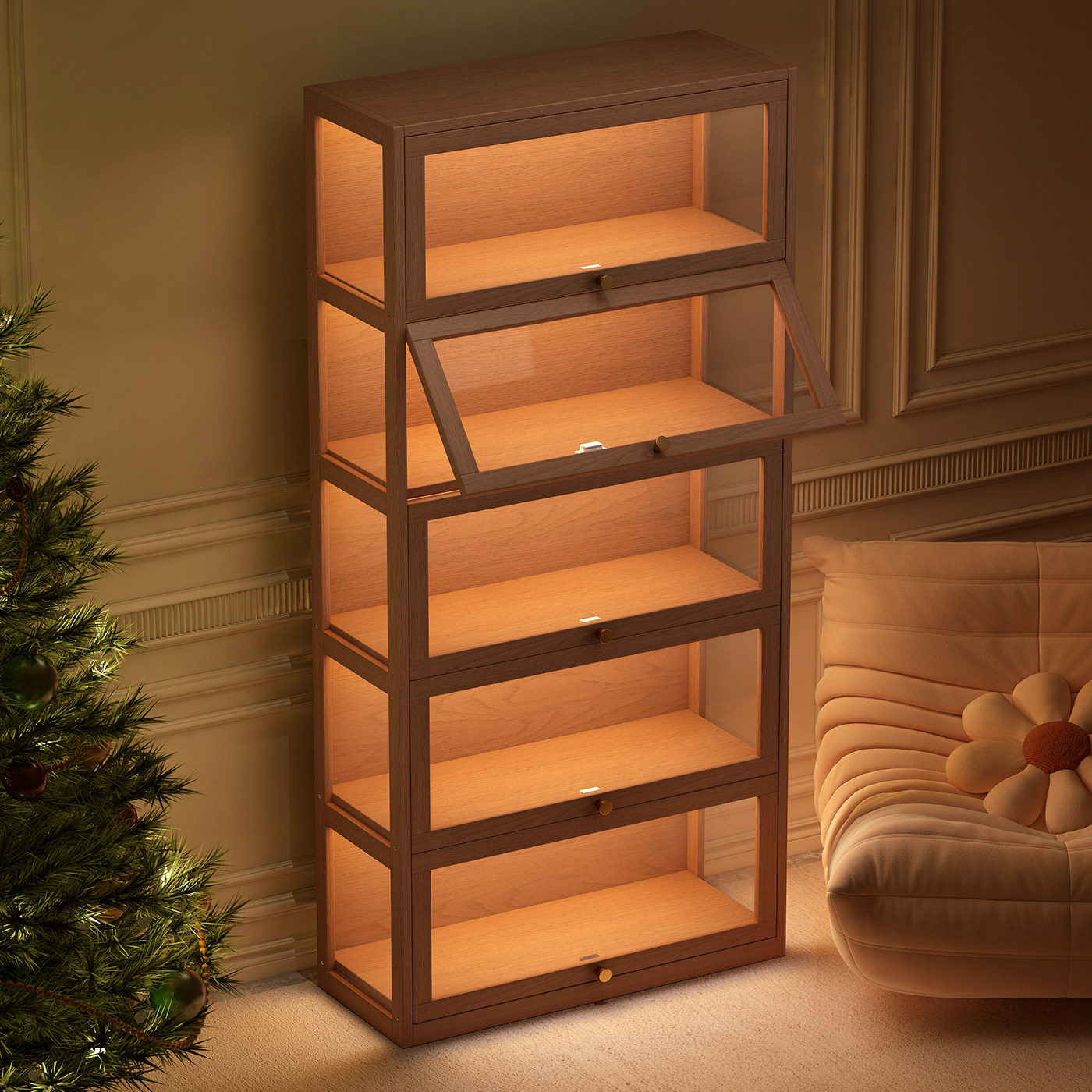 实木展示柜家用客厅靠墙亚克力透明酒柜落地置物架带灯收纳储物柜,商业/办公家具,展示柜/陈列柜/展示架/货柜,淘宝优惠券,粉丝福利购,淘宝优惠卷