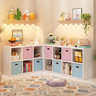 钢制书架落地置物架客厅卡莱克格子柜书柜转角收纳储物柜一体靠墙