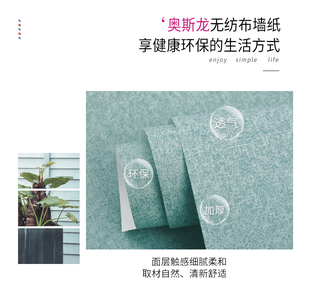 北欧纯色素色蓝色绿色小清新壁纸家用莫兰迪色硅藻泥客厅卧室墙纸