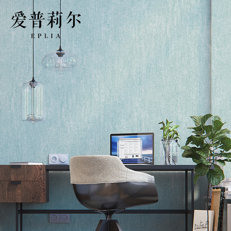 纯色素色无纺布淡浅蓝色墙纸ins风 北欧卧室客厅背景壁纸2021新款