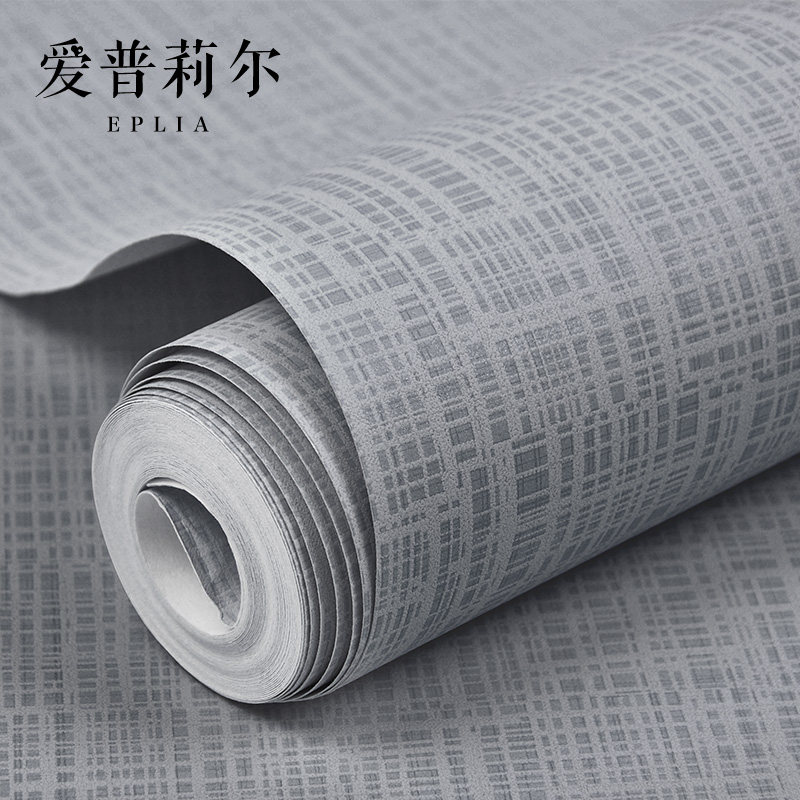 北欧风灰色亚麻纹无纺布墙纸非自粘日式客厅卧室背景墙壁纸高级感