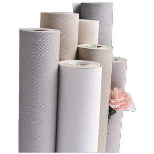 日式布纹亚麻素色米色咖色无纺布壁纸客厅卧室背景墙墙纸2026新款