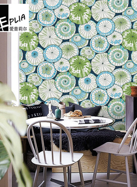 复古中式绿色红色油纸伞墙纸日式酒店背景剧本杀壁纸寿司店国潮风